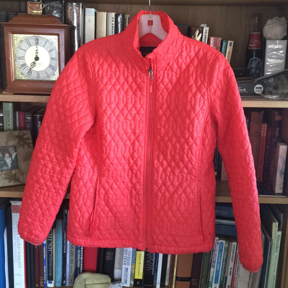Lands’ End salmon quilted jacket XS 2-4